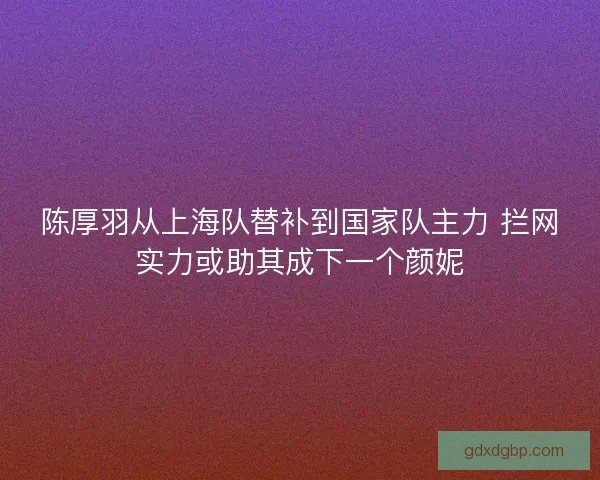 陈厚羽从上海队替补到国家队主力 拦网实力或助其成下一个颜妮