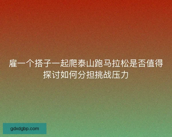 雇一个搭子一起爬泰山跑马拉松是否值得探讨如何分担挑战压力