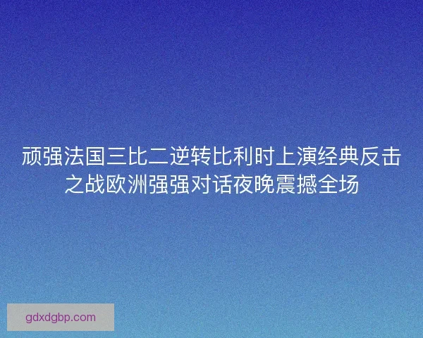 顽强法国三比二逆转比利时上演经典反击之战欧洲强强对话夜晚震撼全场